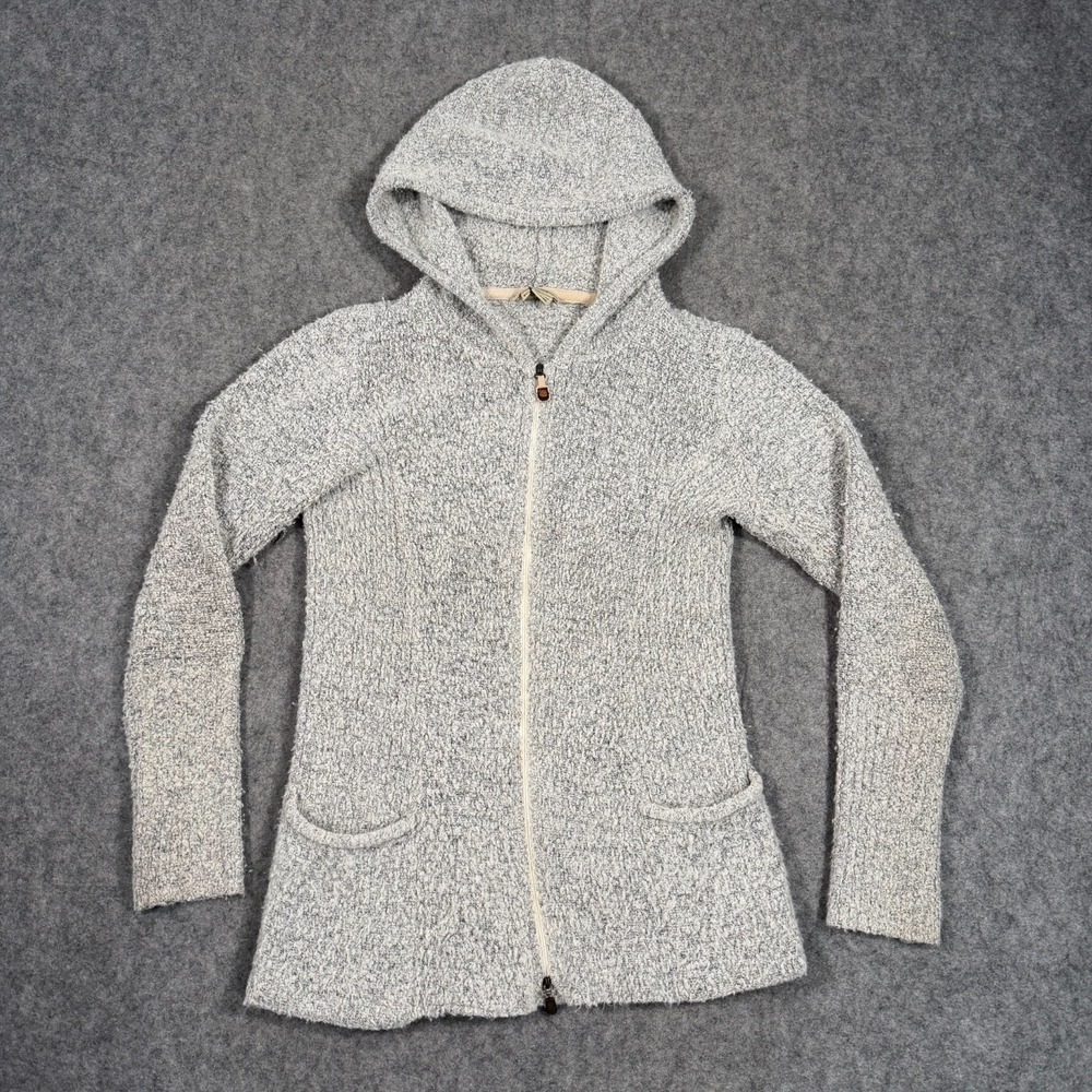 Royal Robbins Gray Napa Boucle Knit Full Zip-Up Hoodie Sweater Women's Size XS